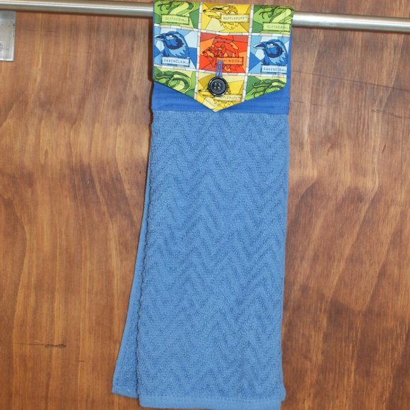 HARRY POTTER BLUE PRINT 4 HOUSES HANDMADE HANGING KITCHEN TOWEL COTTON TOWEL - Picture 4 of 4